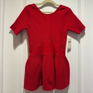 Maeve Red Ribbed Short Sleeve Top